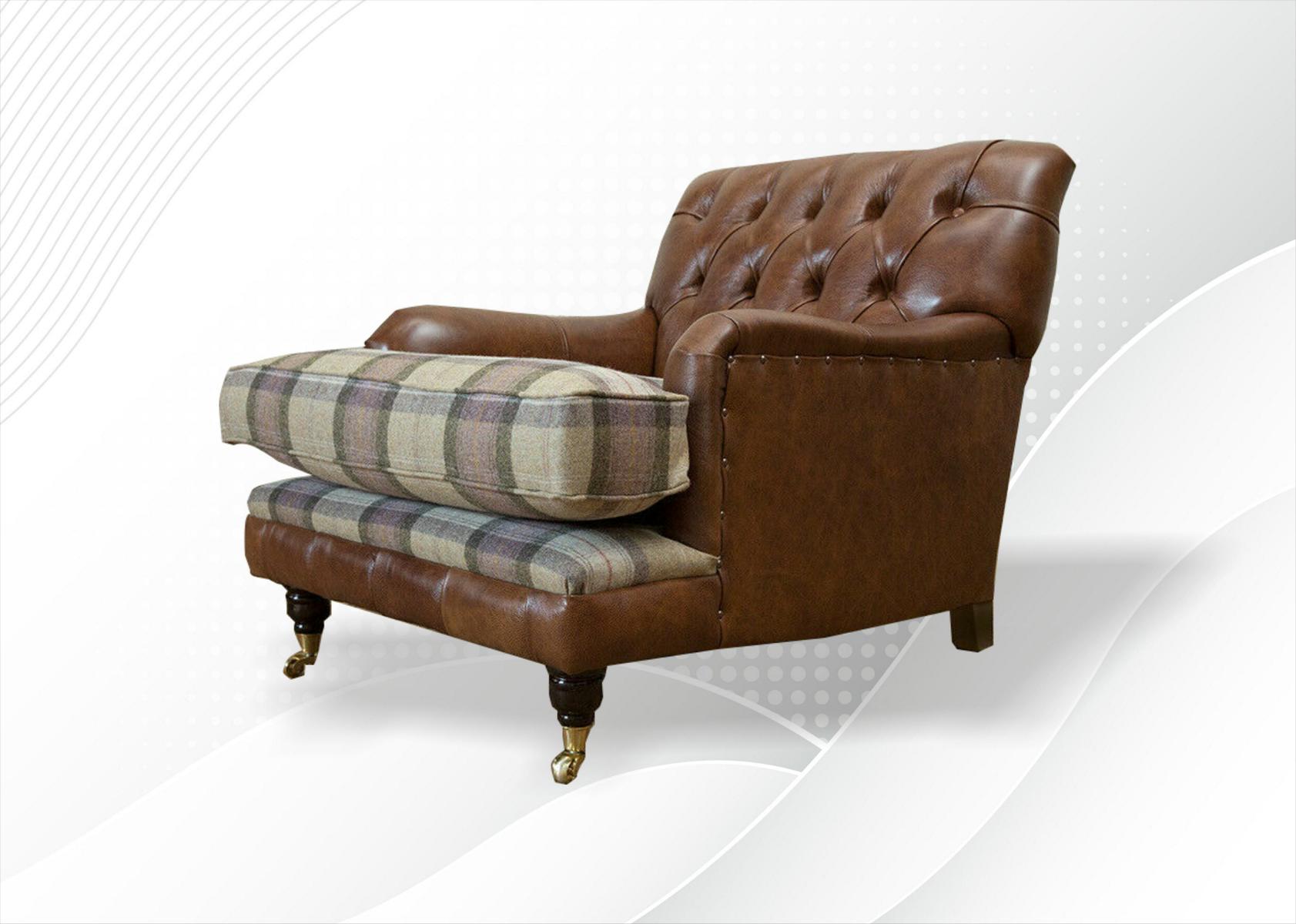 Chesterfield Sessel Leder Wohnzimmer Modern Design Möbel Luxus Braun Lehn Neu