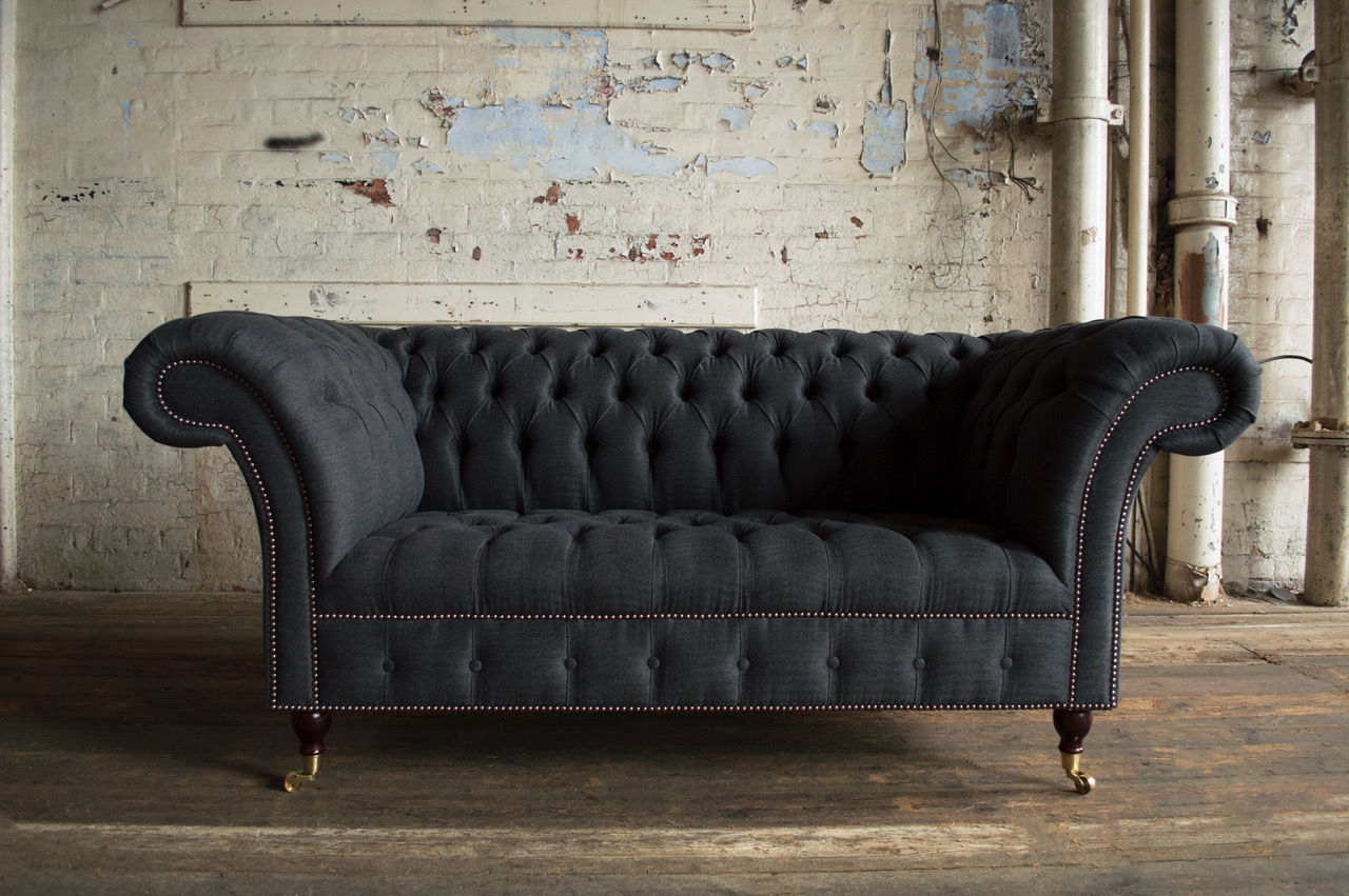 Chesterfield Sofa Couch Polster Sofas Klassischer 2 Sitzer Leder Textil Neu 1074