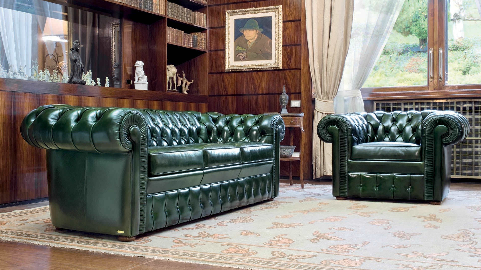 Sofagarnitur 3+1 Chesterfield Polster Sofa Sitz Garnitur Klassische Couch Leder