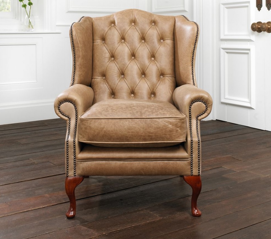 Chesterfield Sessel 1 Sitzer Polster 100 % Vollleder Ohrensessel Sofa 161013-26