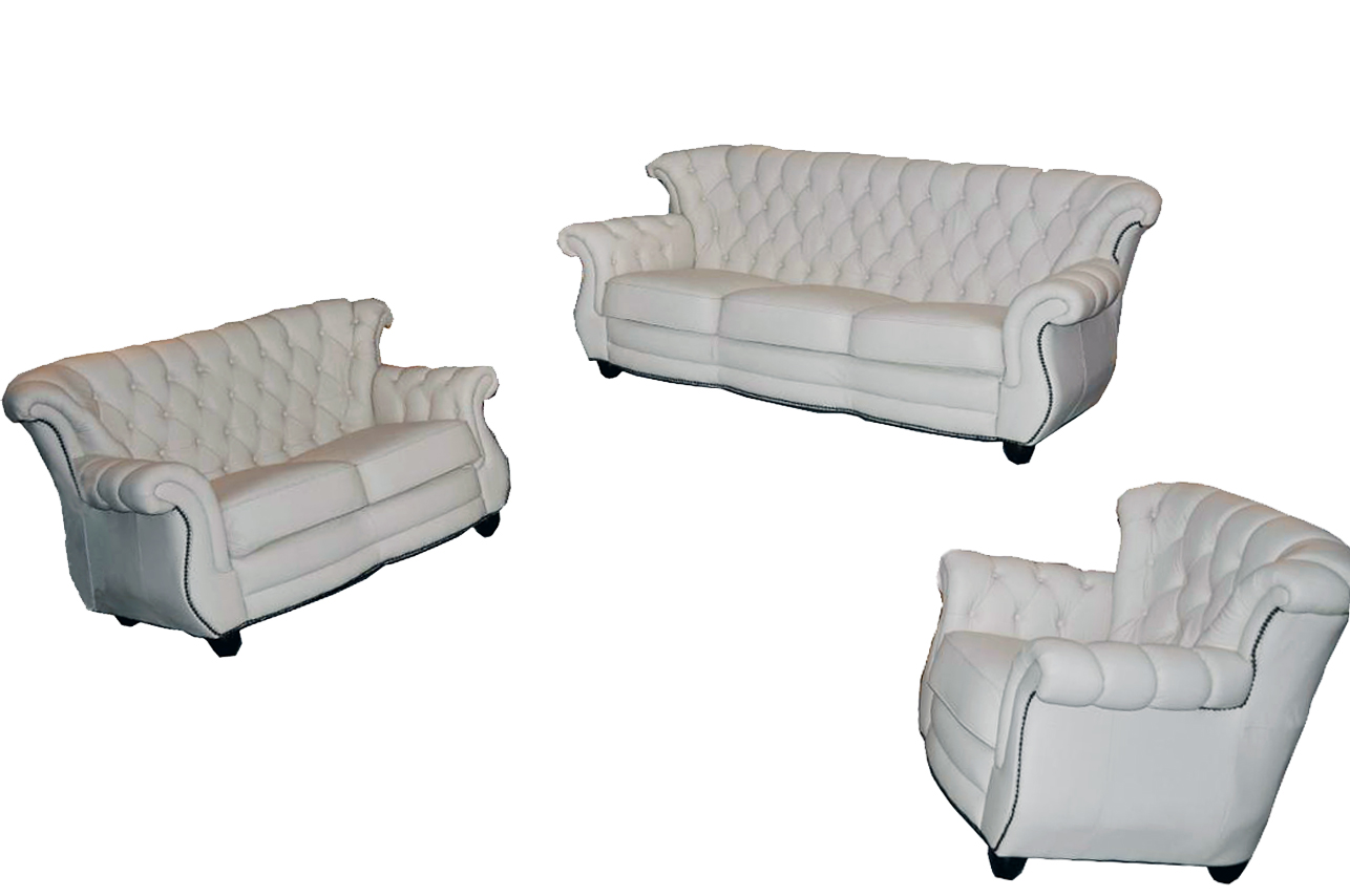 Ledersofa Sofagarnitur 3+2+1 Couch Sofa Polster Englische Stil Möbel klassisch