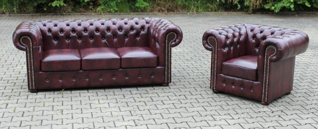 Sofagarnitur 3+1 Chesterfield Sofa Couch Ledersofa Garnitur Englisch Garnitur