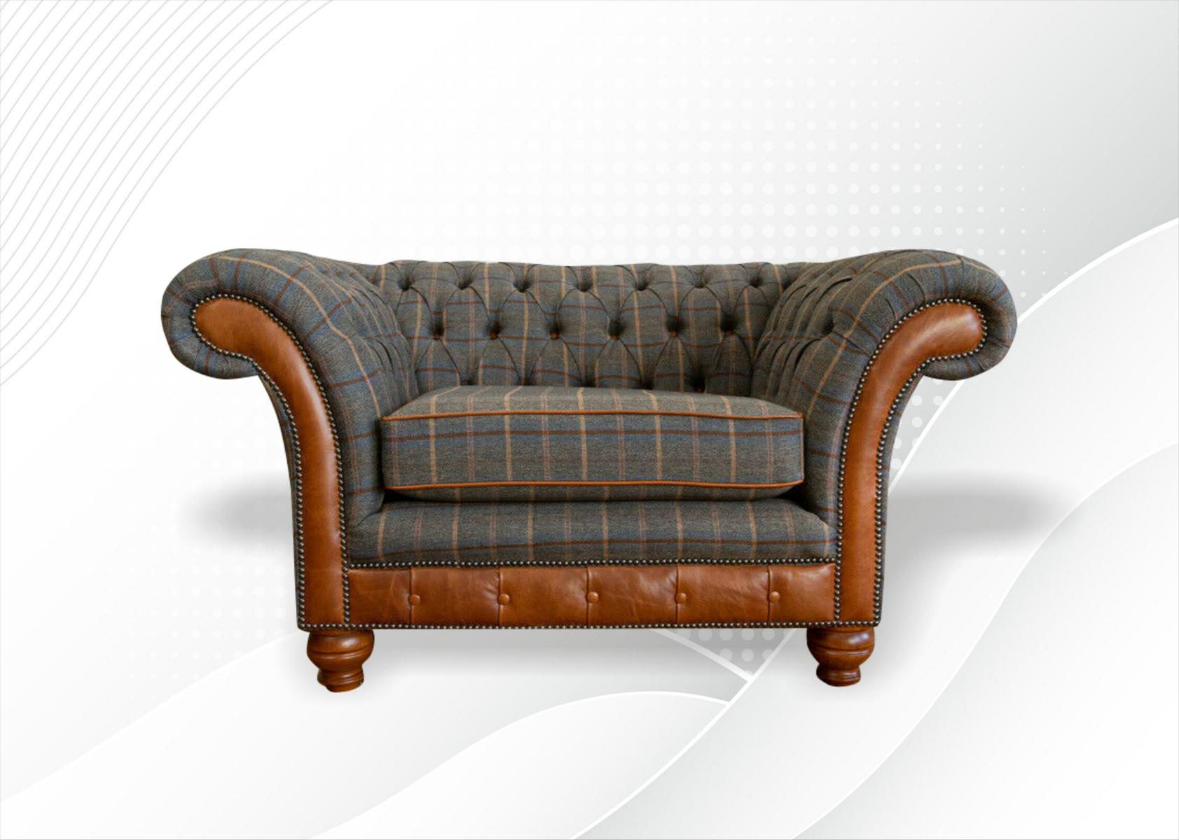 Chesterfield Sessel Grau Textil Stoff Kreative Möbel Neu Wohnzimmer Modern Luxus