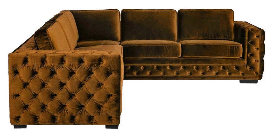 Ecksofa Orange Wohnlandschaft Couch Eckgarnitur Polster Möbel Chesterfield Sofa
