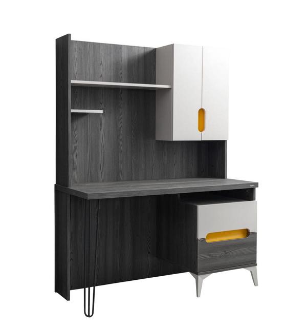 Holztisch Schreibtisch Regale Computertisch Holz Grau Kinderzimmer Modern