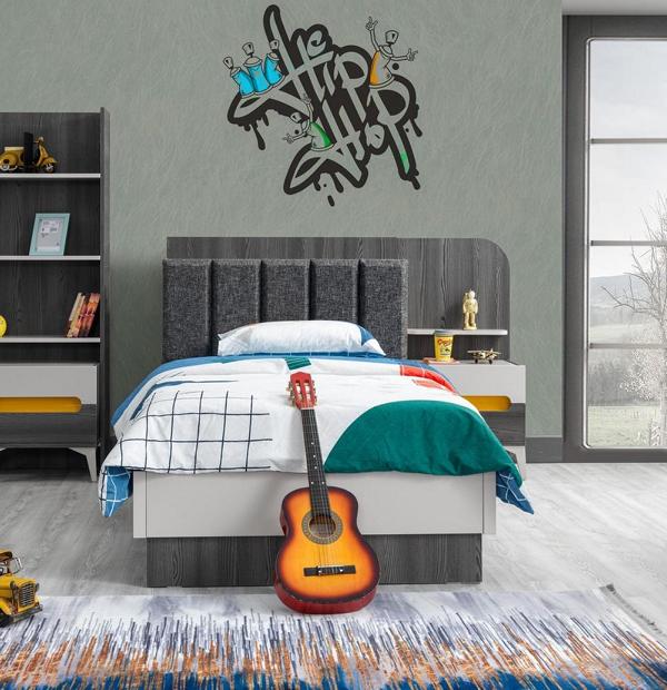 Kindermöbel Kinderbett Nachttisch Luxuriöser Modern Holz Hochwertig Möbel Grau