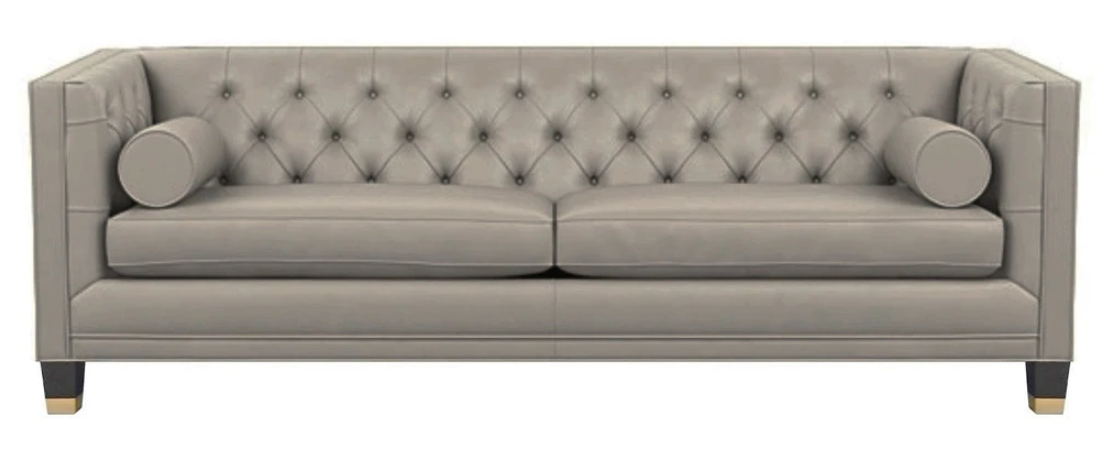 Taupe Dreisitzer Chesterfield Modern Design Couchen Leder Sofa Stoff Möbel Neu