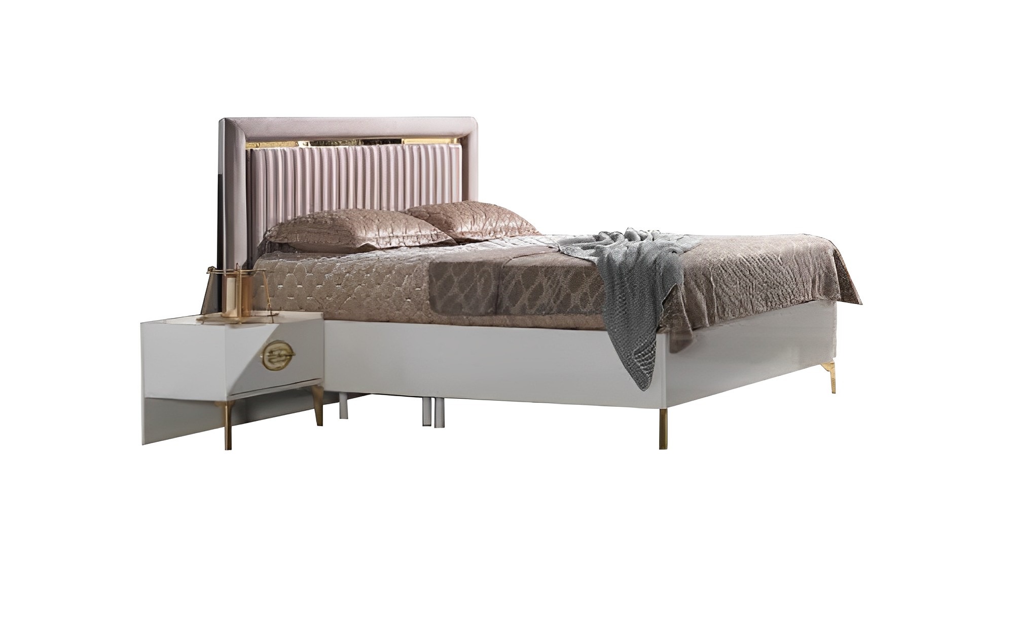 Schlafzimmer Set Bett + 2x Nachttische Bettset modernes Beige Möbel Set 3tlg.