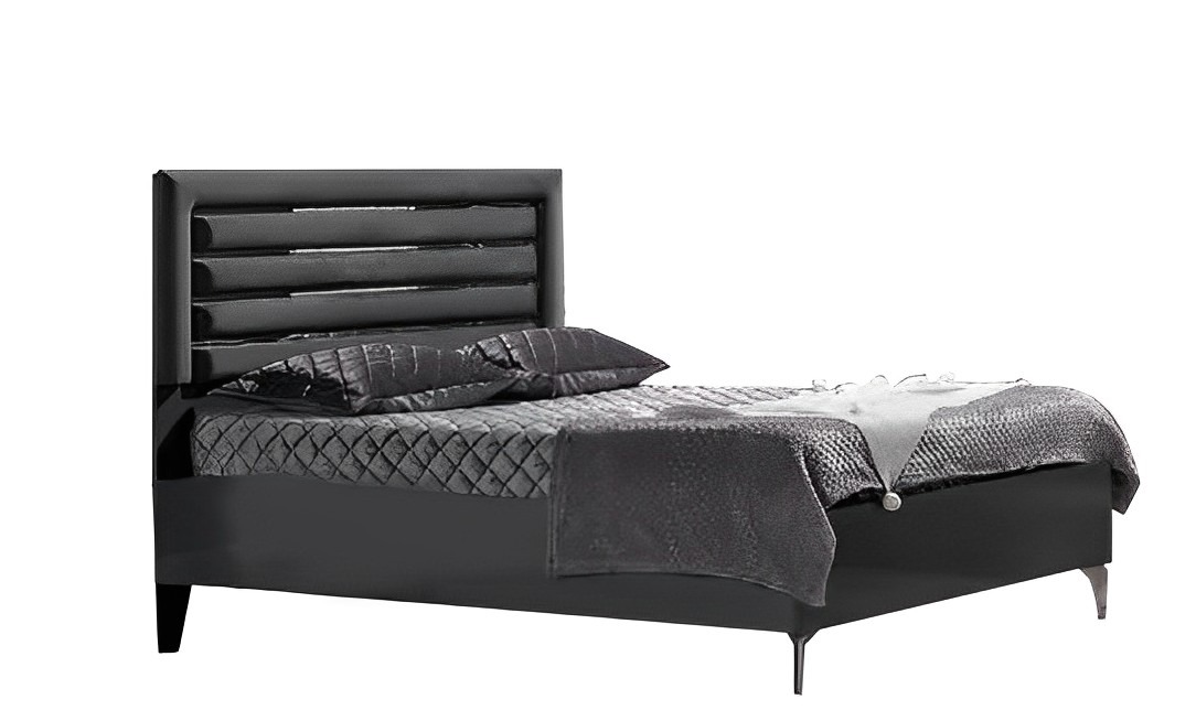 Doppelbett Bett Schlafzimmer 180сm Matratze Schwarz moderner Polsterbett Holz
