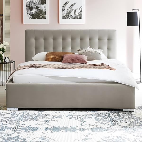 Doppelbett Bett Schlafzimmer 180сm Matratze Grau Chesterfield Stil Hochwertig