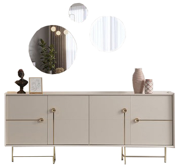 Essgruppe Komplett 4tlg Holzmöbel Sideboard 3x Spiegel Anrichte Wandspiegel