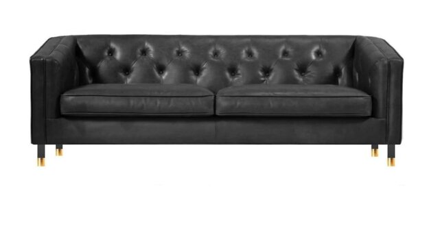 Schwarz Chesterfield Dreisitzer Modern Design Leder Sofa xxl big Möbel 230cm Neu