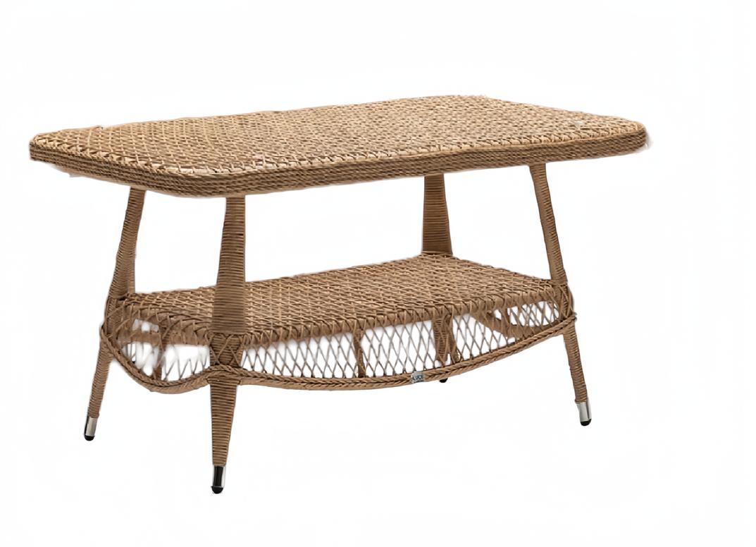 Couchtisch Luxus Kaffeetisch Sofatisch Beistelltisch Rattan Braun Couchtisch