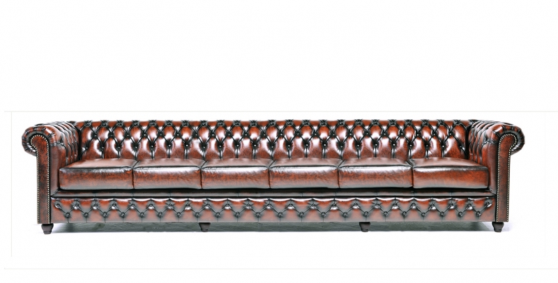 XXL Big Sofa Club Lounge Disko Möbel 6 Sitzer Braun Couchen Chesterfield Sofas