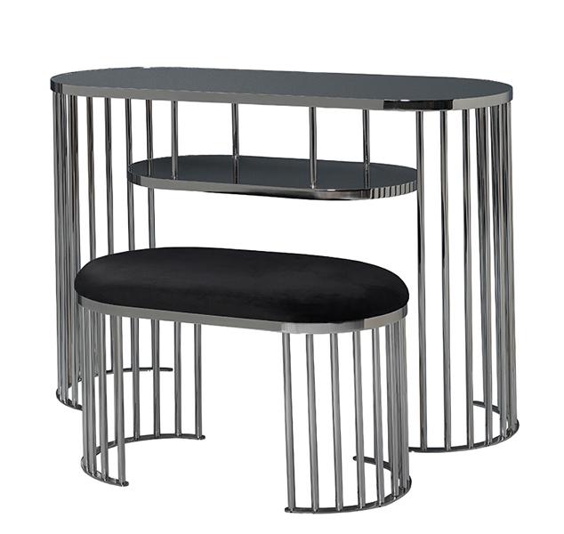 Schminktisch Hocker Schwarz Konsole Schmink Tische Tisch Konsolen Hochwertig