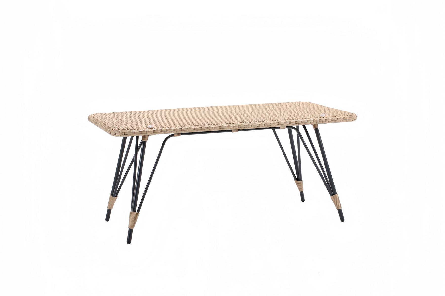 Couchtisch Luxus Kaffeetisch Sofatisch Beistelltisch Rattan Beige Tisch
