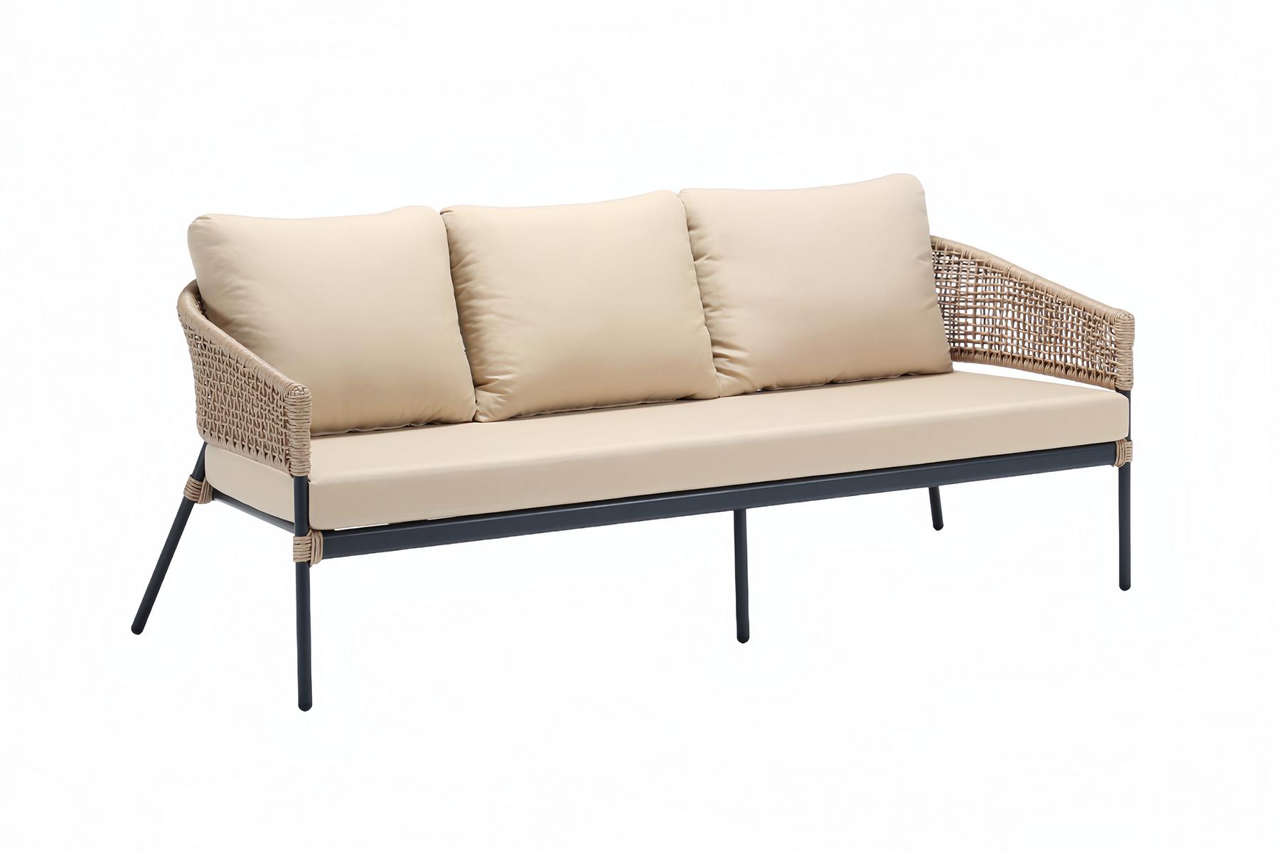 Dreisitzer Rattanmöbel Garten Terrasse Sofa Möbel Balkon Couch Lounge