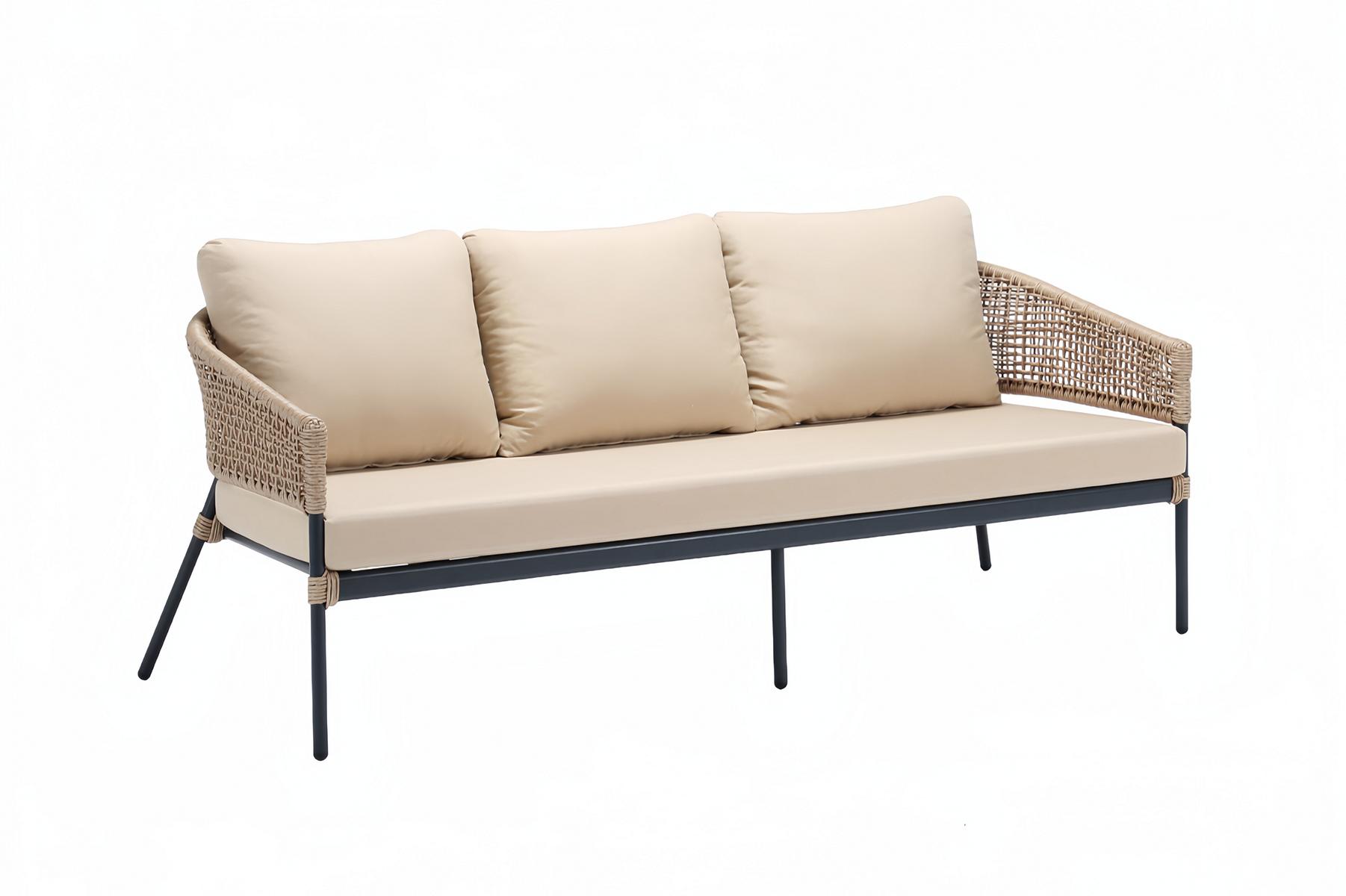 Sofa 3 Sitzer Beige Sofas Luxus Dreisitzer Modern Design Terrasse Möbel