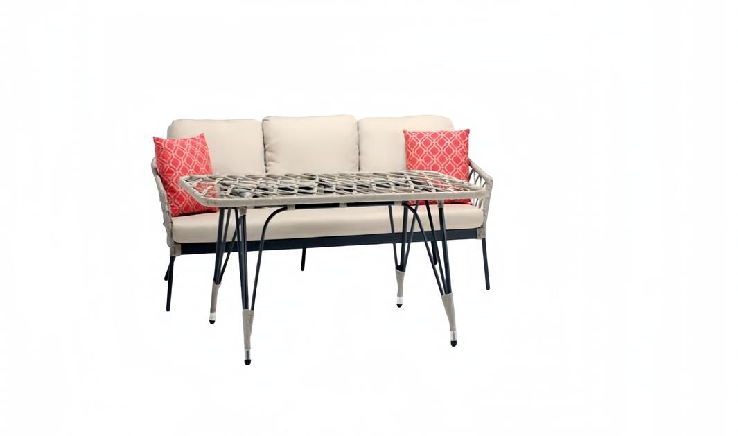 Garnitur Sofa 3 Sitzer Beige Luxus Couchtisch Sofas Dreisitzer Stoff Modern 2tlg