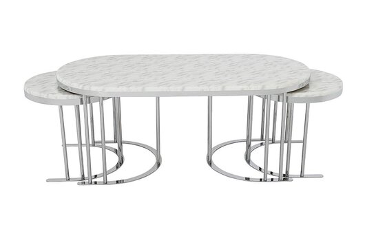 Set 3x Couchtisch Weiß Kaffeetisch Beistelltisch Designer Wohnzimmertisch Tische