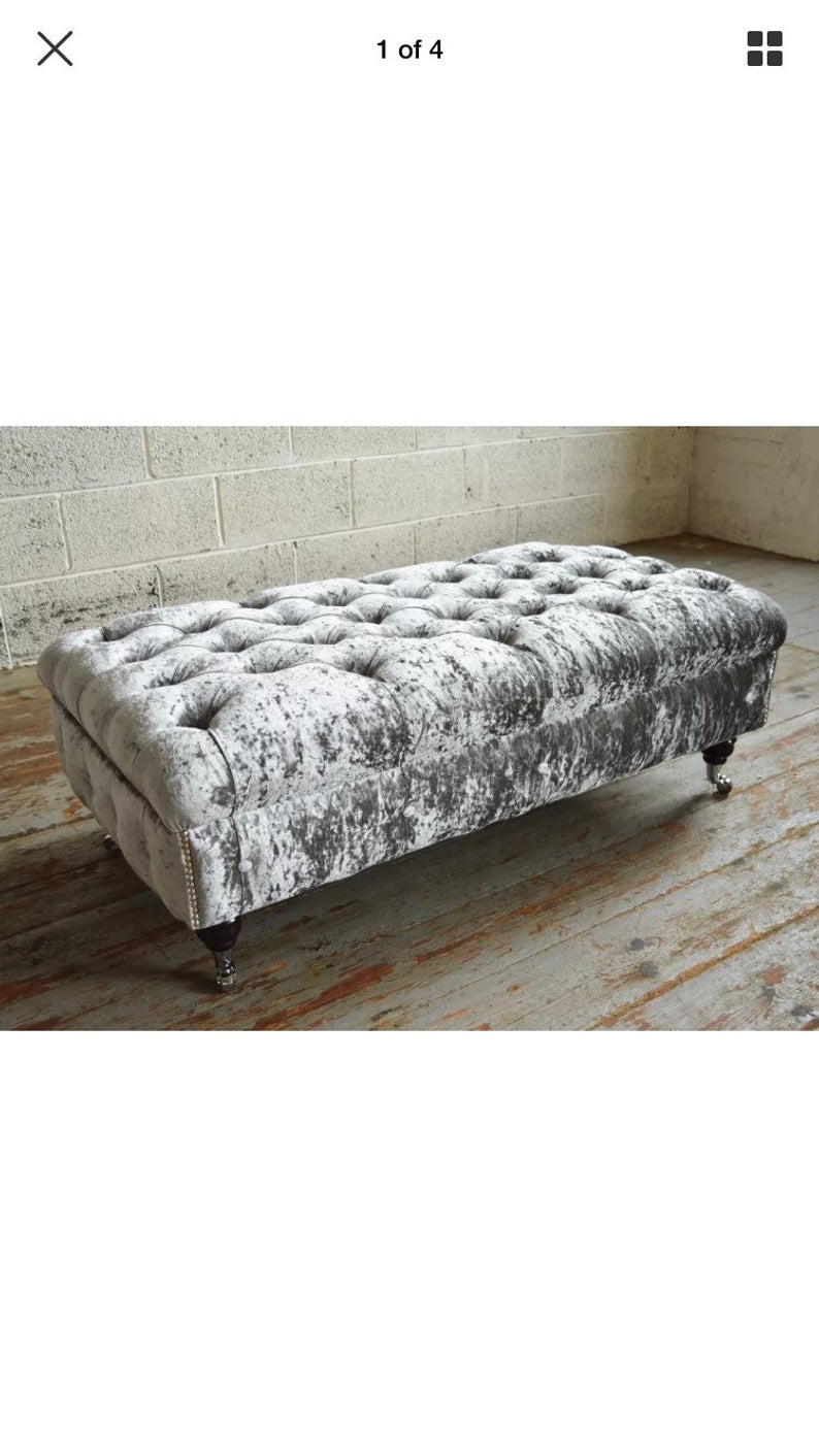Chesterfield Textil Hocker XXL Big Fußhocker Polster Sofas Bank Luxus Stoff