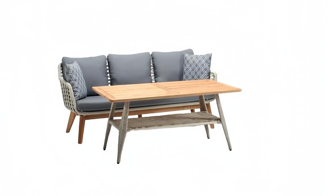 Garnitur Sofa 3 Sitzer Luxus Couchtisch Sofas Dreisitzer Hochwertig Rattan