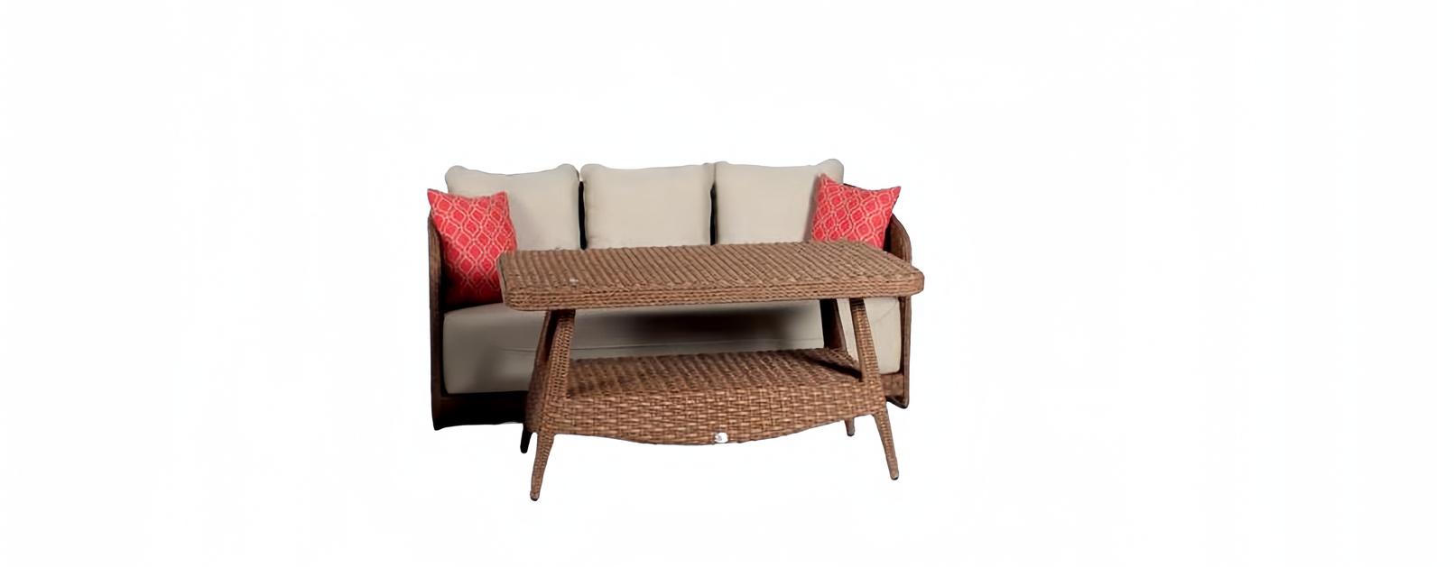 Garnitur Sofa 3 Sitzer Couchtisch Sofas Dreisitzer Rattan Tisch Luxus Modern