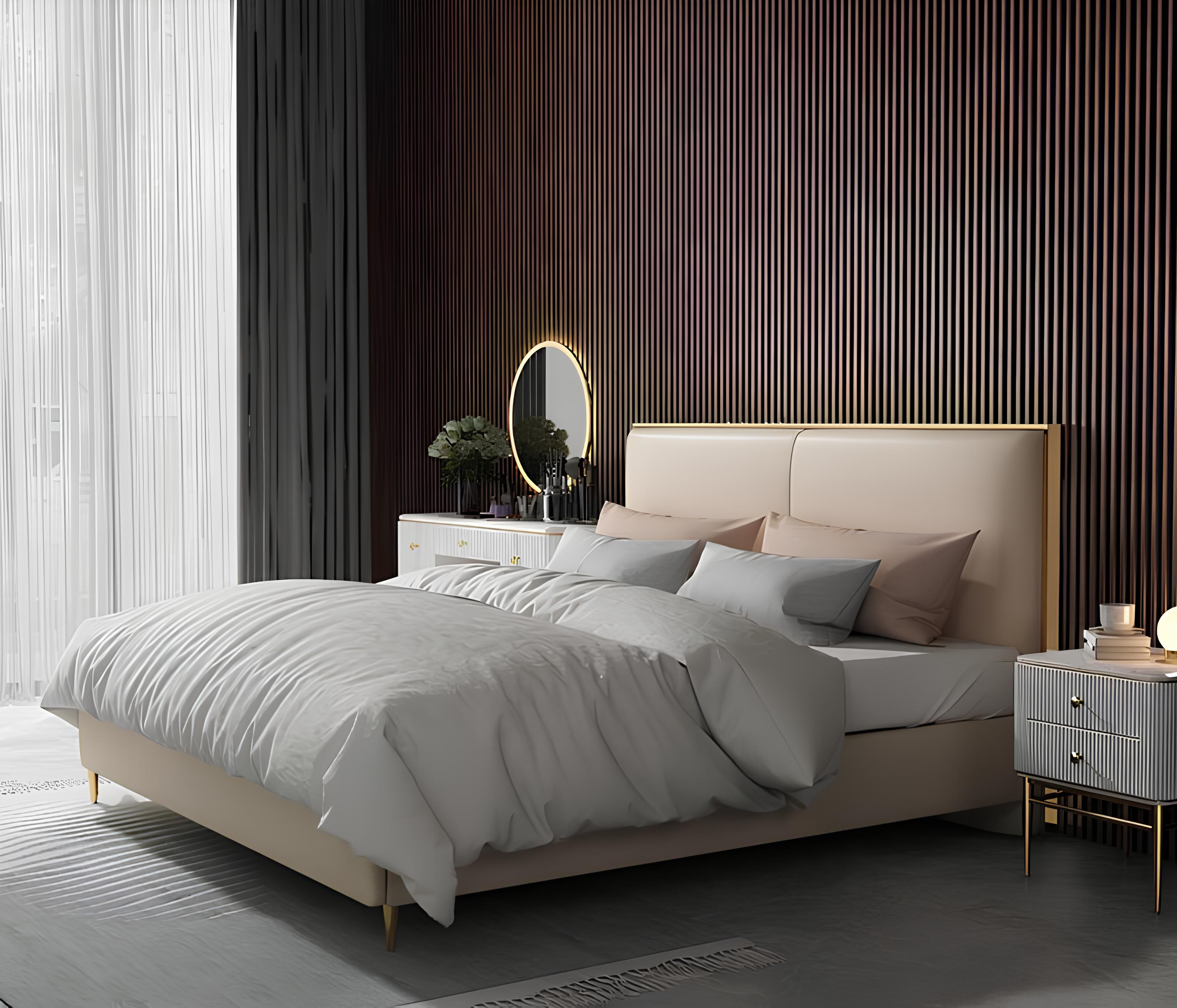 Bett Polster Design Luxus Doppel Hotel Betten Schlaf Zimmer Leder 150x200cm
