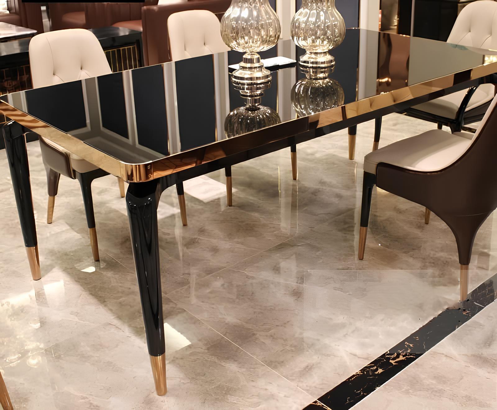 Luxus Designer Edelstahl Metall Ess Tisch Glas Bonzen Tische Wohn Zimmer Italien