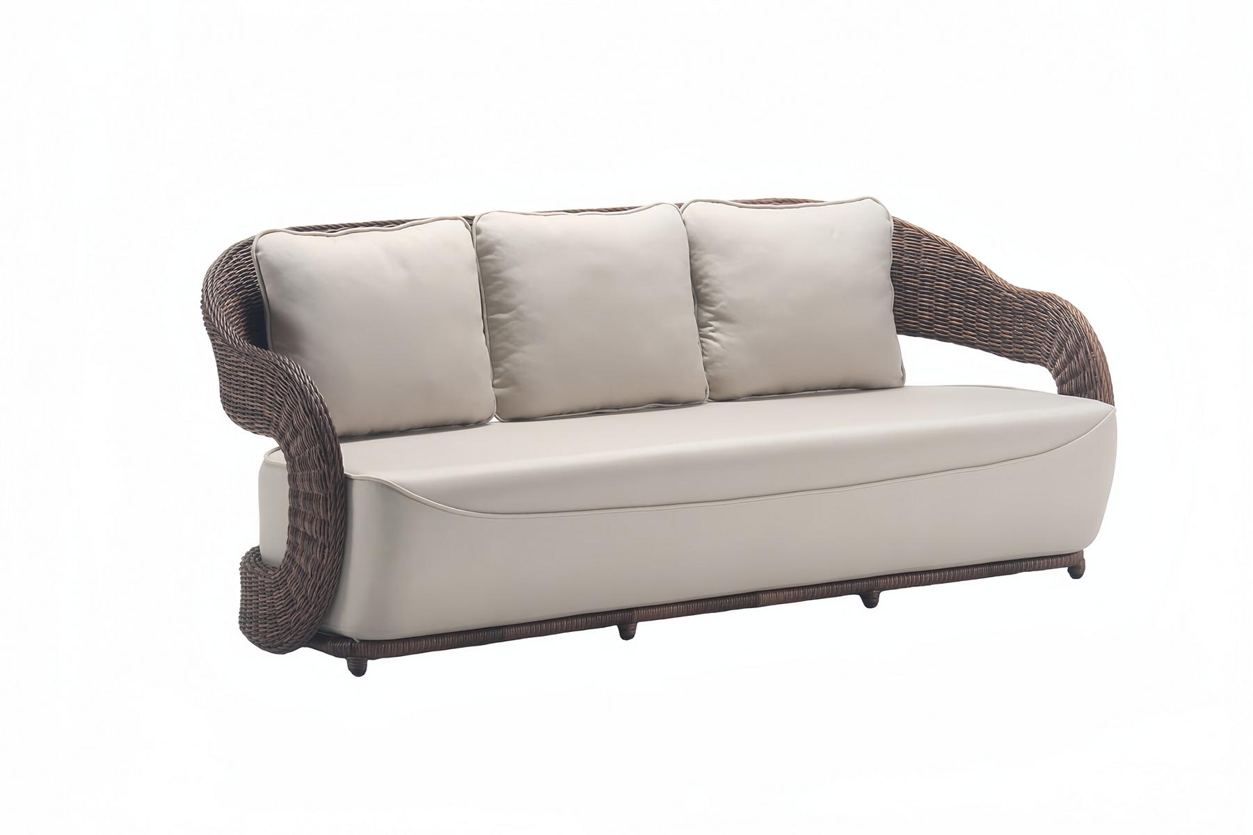 Dreisitzer Rattanmöbel Lounge Garten Terrasse Sofa Möbel Balkon Couch