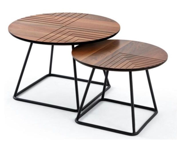 Wohnzimmer Set 2x Couchtische Beistelltische Kaffeetische Runde Tische
