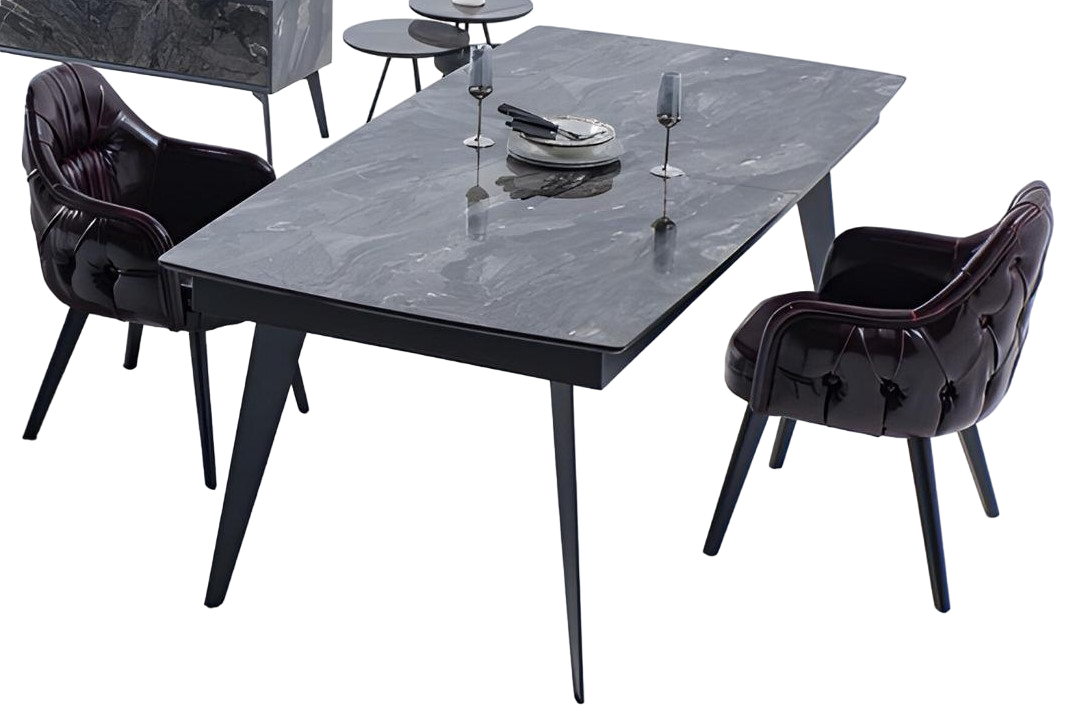 Designer Esszimmer Set 7tlg Esstisch Essgruppe 6x Stühle Lehnstuhl Leder