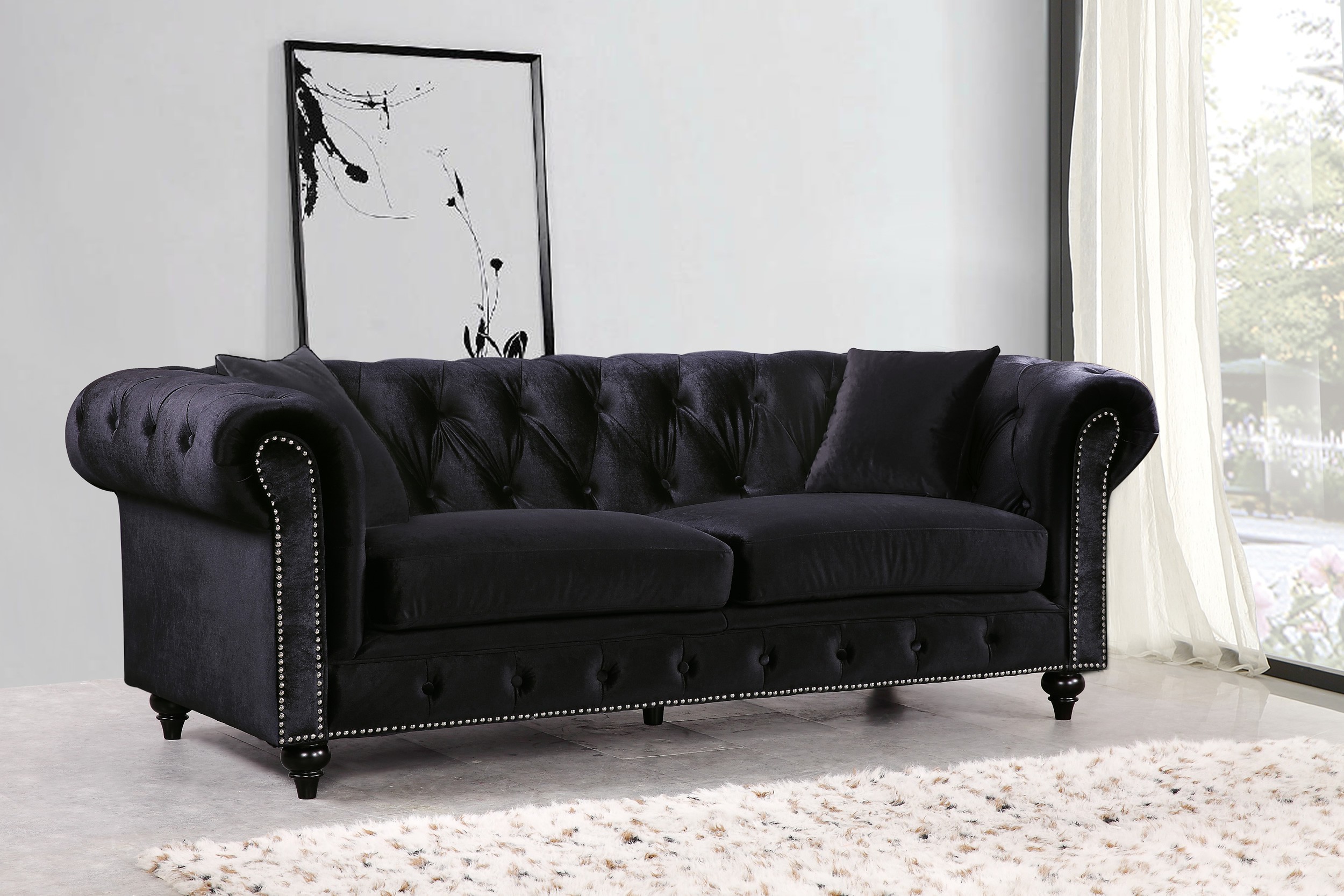 Chesterfield Design Luxus Polster Sofa Couch Sitz Garnitur Leder Textil Neu #125