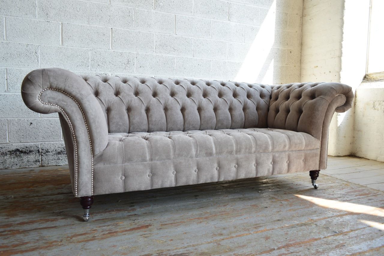 Chesterfield Couch Polster Sofas Klassischer Leder Schaffhau 3 Sitzer - i1