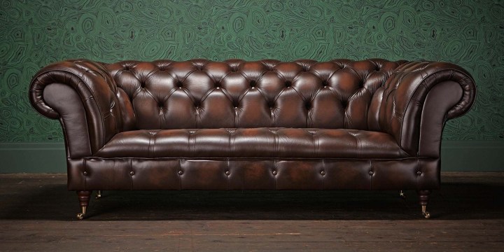 Chesterfield Design Luxus Polster Sofa Couch Sitz Garnitur Leder Textil Neu #128