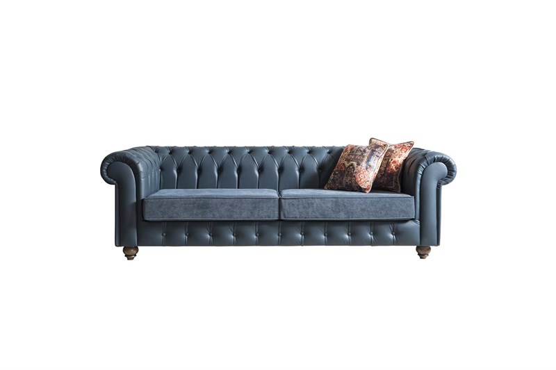 Chesterfield Design Luxus Polster Sofa Couch Sitz Garnitur Leder Textil Neu #122