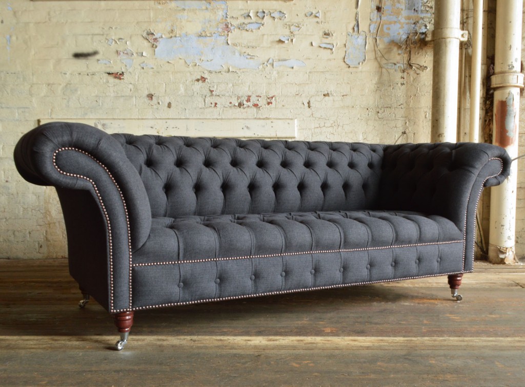Chesterfield Design Luxus Polster Sofa Couch Sitz Garnitur Leder Textil Neu #118