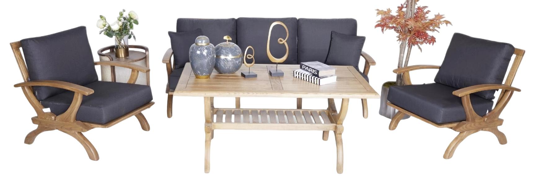 Terrassenmöbel Gartenmöbel Sofa Set 3+1+1 Sitzer Holz Esstisch Komplett