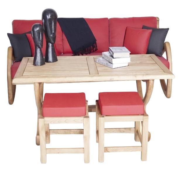 Komplett Dreisitzer Sofa Stilvolle Gartenmöbel 2x Hocker Holz Esstisch