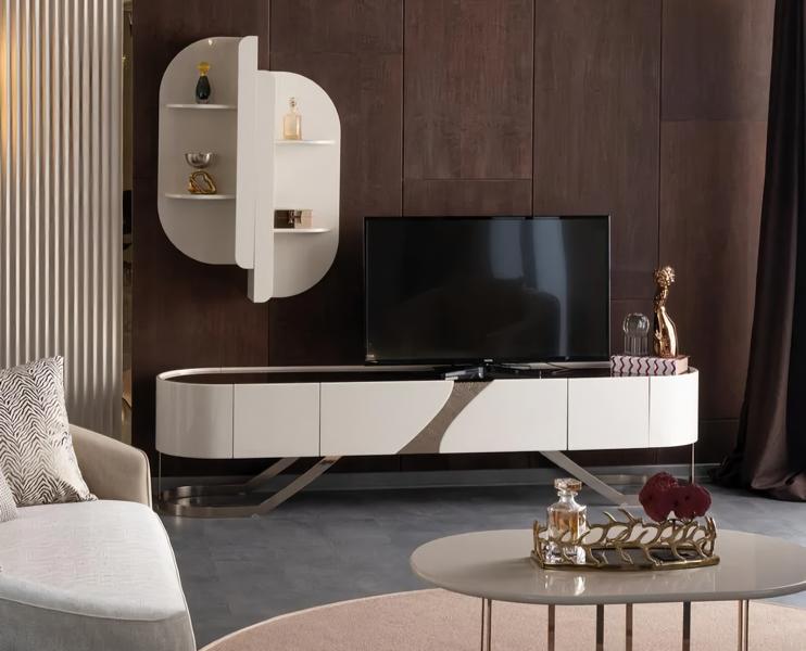 Wohnwand Sideboard Wandregal Fernsehschrank Lowboard TV Verspiegelt