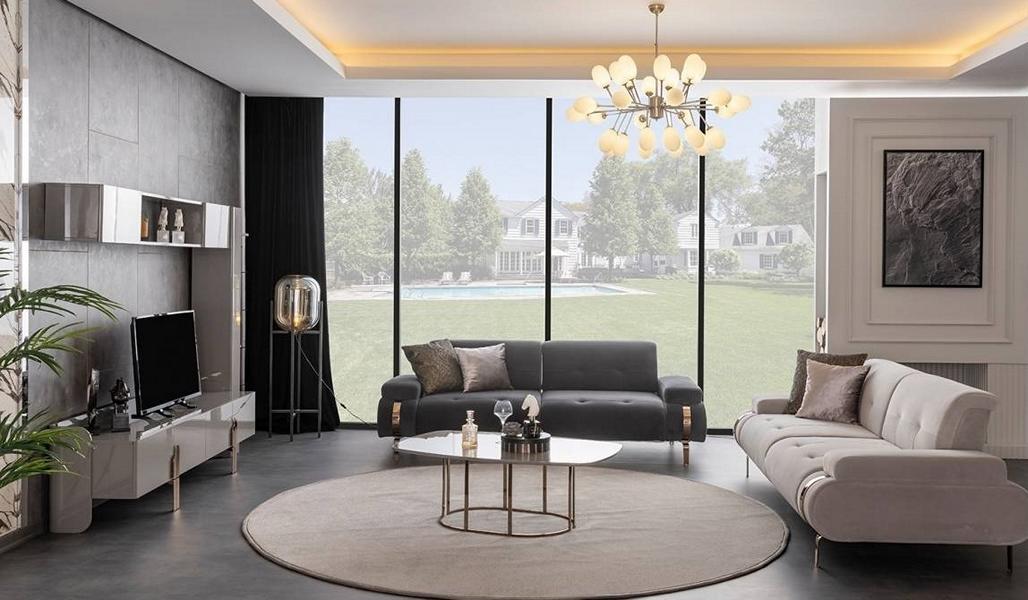 Sofas 3 Sitzer Couchtisch Sideboard Wandschrank Bücherregal Wohnwand 2x