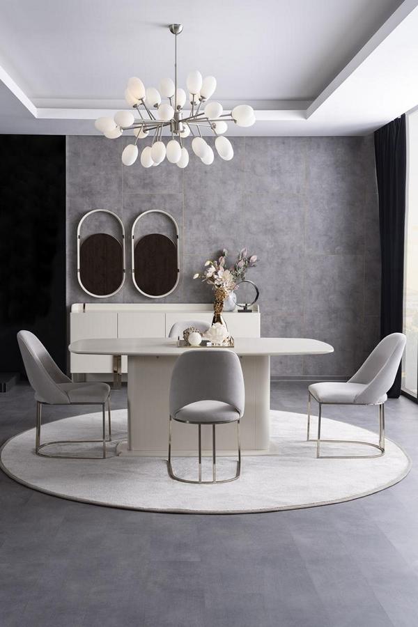 Esszimmer Set Esstisch Polsterstühle Gruppe Sideboard 2x Spiegel Garnitur 8tlg