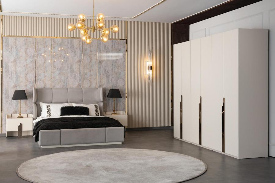 Schlafzimmergarnitur Bett 2x Nachttische Kleiderschrank Schlafzimmer Set 4tlg.