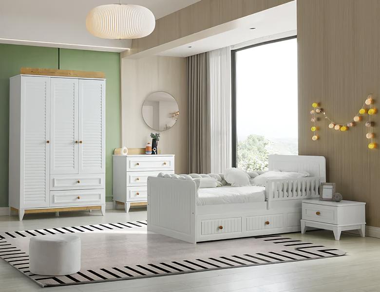 Bett Nachttisch Kommode Kleiderschrank Set Kinderzimmer Schlafzimmer