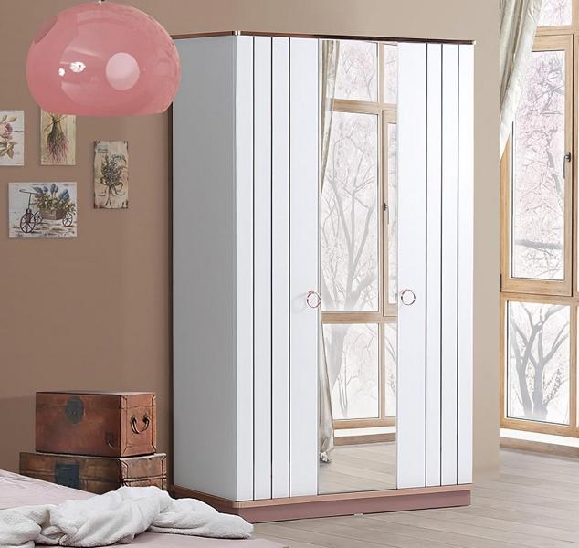 Kleiderschrank Weiß mit Spiegel und modernen Akzenten eleganter Stil Design