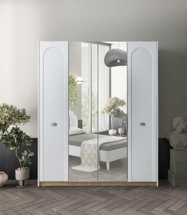 Kleiderschrank Spiegel Elegantes Design Weiß Stilvolle Kinderzimmer Gestaltung