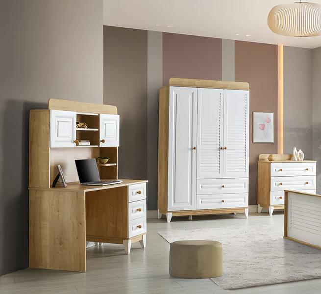 Kinderzimmer Set Kleiderschrank Kommode Schreibtisch funktionale Möbel