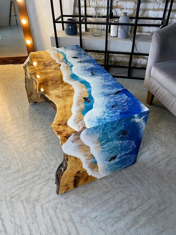 Couchtisch Rechteckig Luxus Design Holz Möbel Wohnzimmer Couchtische Blau