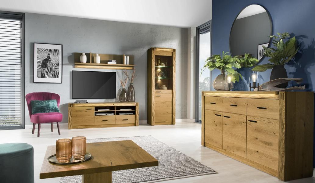 Wohnzimmer TV-Lowboard Luxuriöses Einrichtung Komplett Wohnwand Set 4tlg