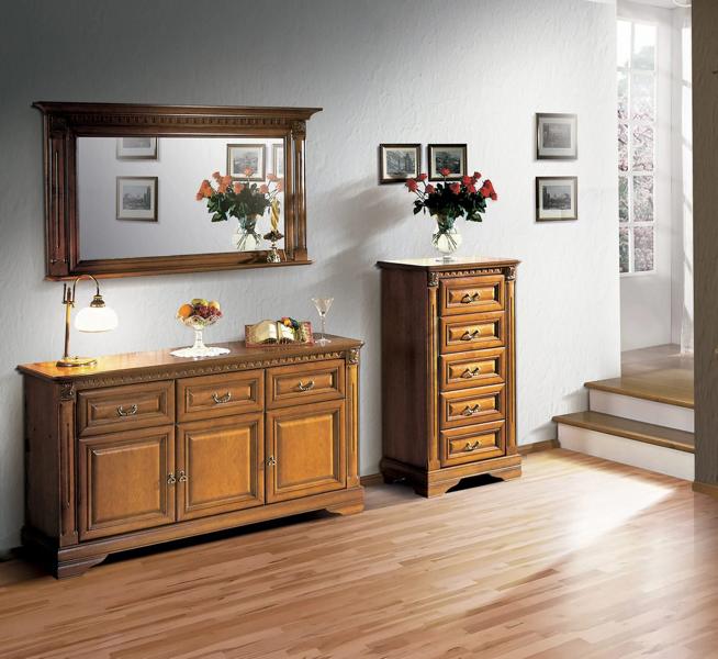 Sideboard mit Spiegel Klassisches Kommode Stilvoller Möbel Wohnzimmer Set 3tlg